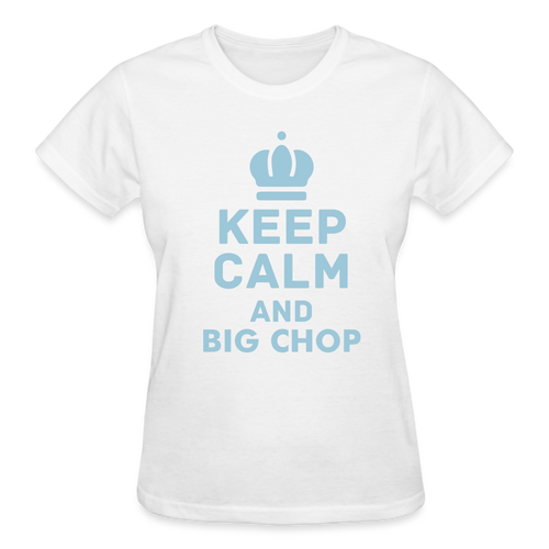 Ladies Powder Blue Logo Big Chop T-Shirt - white